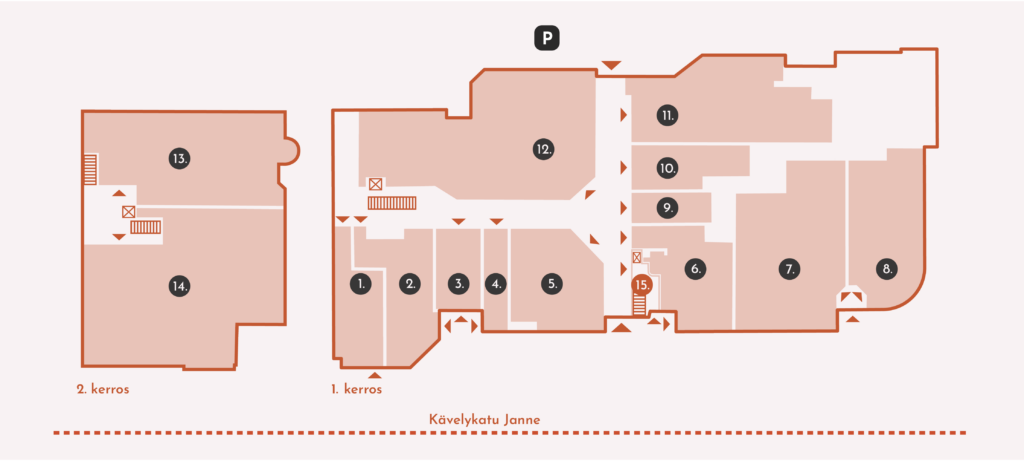 Pohjakartta Liikekeskus Sagan liiketiloista.